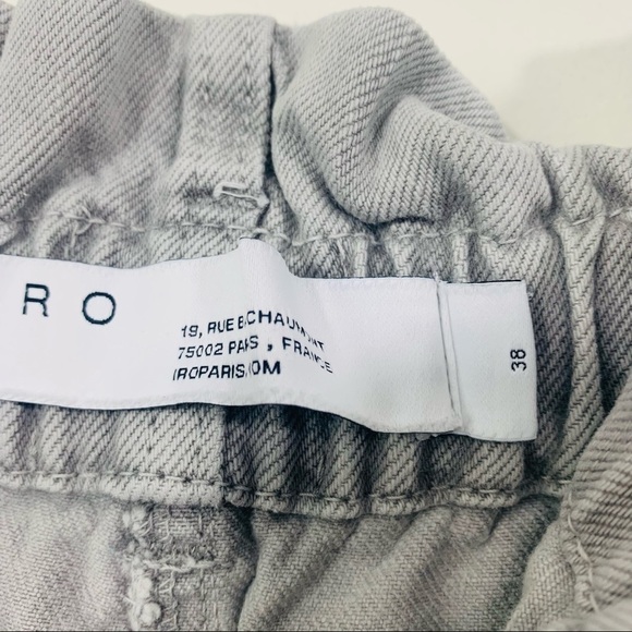 IRO Clichy High-waisted Gathered Denim Shorts in Light Grey size 38 - Picture 10 of 13
